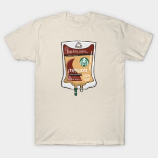 Brown Butter Caramel with Cold Brew Iced Coffee Drink IV Bag for medical and nursing students, nurses, doctors, and health workers who are coffee lovers T-Shirt